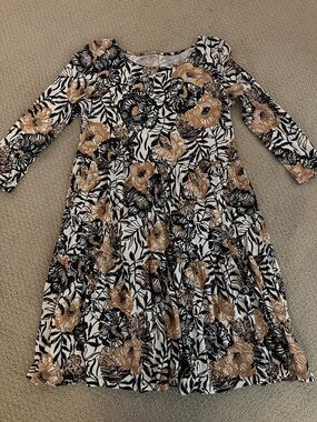 Lilly Pulitzer Black, Tan & White Floral Tiered  Dress